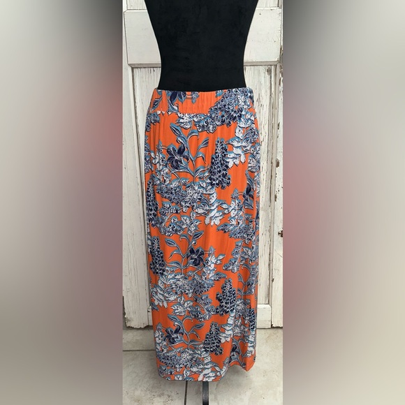 🍁Cabi- Maxi Orange Floral Faux Wrap Skirt 🍁 - Picture 5 of 5